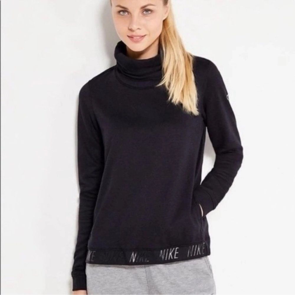 Nike Dri Fit Black Turtleneck Long Sleeve Black Womens Large